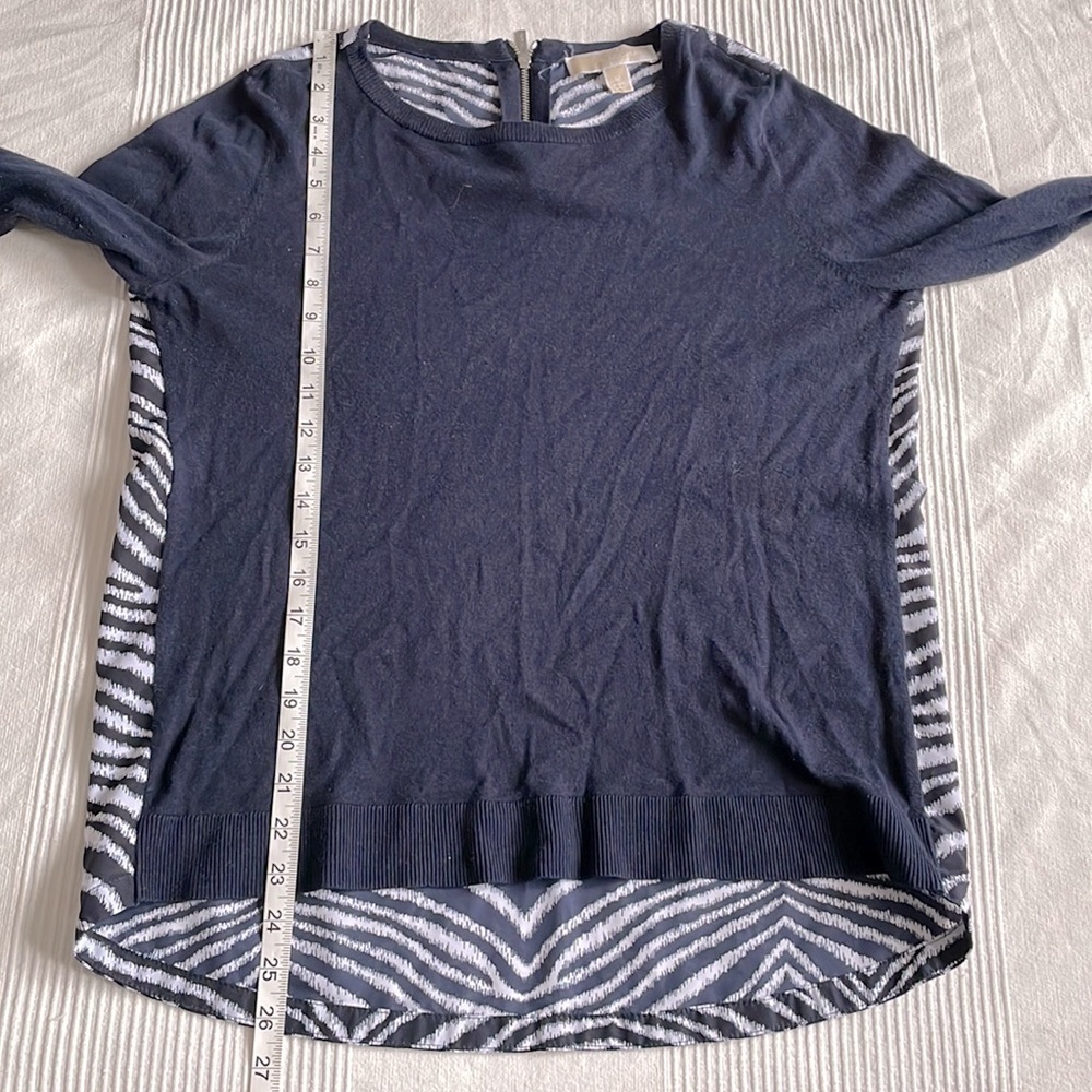 Michael Michael Kors Zebra Print Mixed Media Top Size Medium - Picture 5 of 6